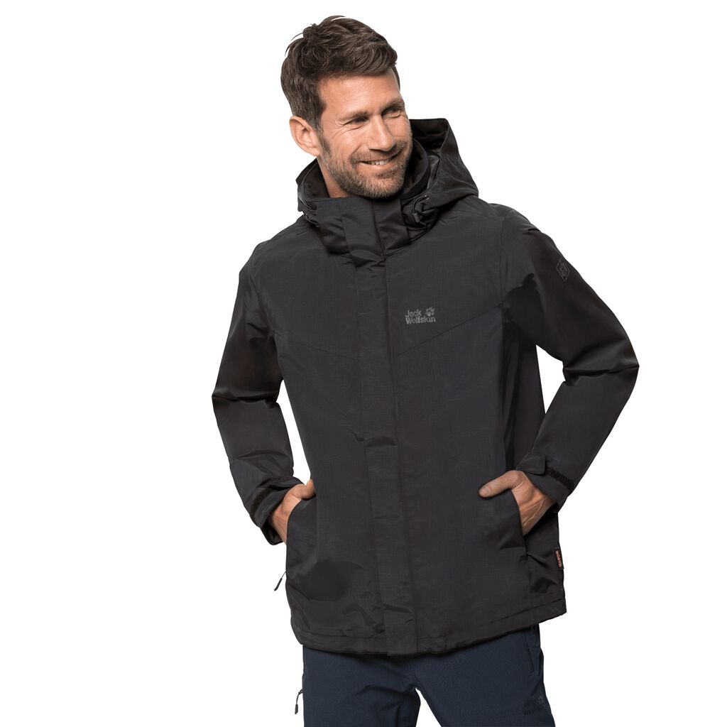 Jack Wolfskin THREE PEAKS αδιάβροχο μπουφάν ανδρικα μαυρα | GR8550927